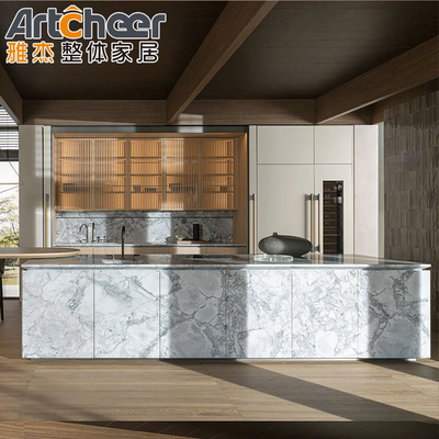 Mua Tủ bếp thời trang hiện đại với tấm veneer gỗ sồi sáng và kích thước tùy chỉnh sản xuất trực tuyến