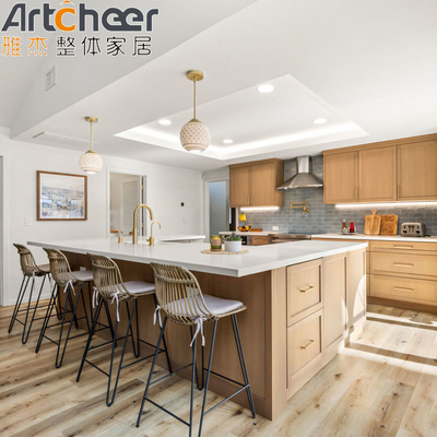 Mua Thiết kế nhà bếp hiện đại 2023 Wood Island với Glass Top và Plywood Carcase sản xuất trực tuyến