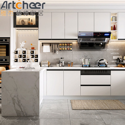 Mua Màu trắng U hình tủ bếp WPC vật liệu tùy chỉnh kích thước cho nhà hiện đại sản xuất trực tuyến