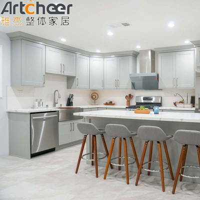 Mua Phòng bếp kiểu Mỹ sẵn sàng lắp ráp Phòng bếp kiểu White Shaker Modular Solid Wood sản xuất trực tuyến