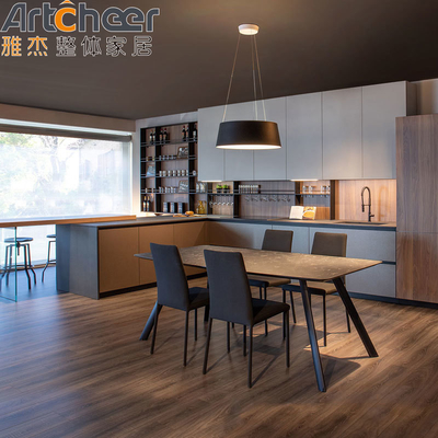 Mua Modern Style Island u tủ nhà bếp E0 lớp gỗ veneer và cao gloss tấm cửa sơn sản xuất trực tuyến