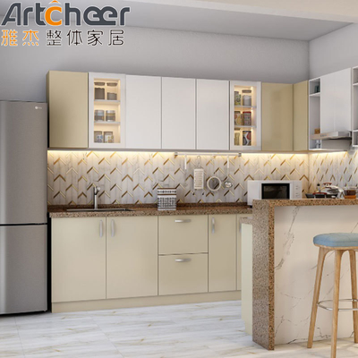 chất lượng  Market Oak Frame kitchen cabinet u shape design with Particleboard Door and Organizer nhà máy sản xuất