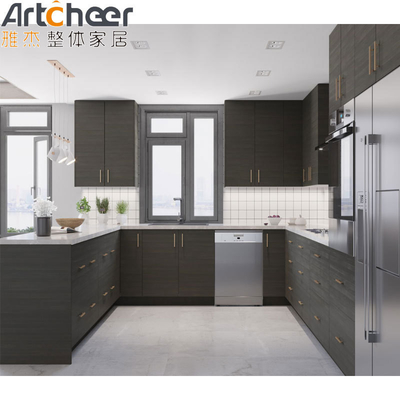 Mua Tủ bếp hình U hình đá thạch anh trắng với tấm cửa màng PVC phong cách hiện đại sản xuất trực tuyến