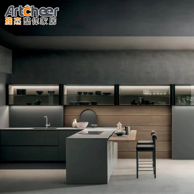 Mua Tủ nhà bếp gỗ bền theo phong cách hiện đại với bàn ăn hình L sản xuất trực tuyến