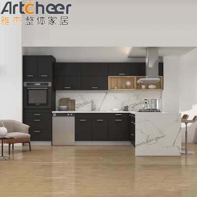 chất lượng  Minimalistic Design Grey Solid Wood Kitchen Cabinets with Imported Quartz Stone Top nhà máy sản xuất