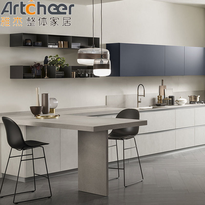 Mua Tủ bếp không tay thiết lập hiện đại với bàn đá cẩm thạch và bàn ăn đảo sản xuất trực tuyến