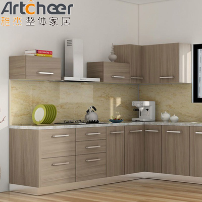 Mua Tủ bếp hình chữ L hiện đại trong sơn mài trắng bóng mài với cửa gỗ rắn sản xuất trực tuyến