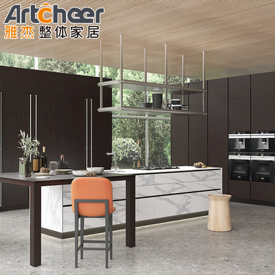 Mua Tủ bếp thép không gỉ thời trang trong MDF trắng với Backsplash và đảo sản xuất trực tuyến