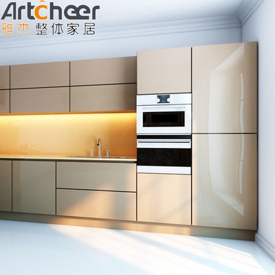 Mua Phong cách thiết kế đương đại Mái sơn bóng cao Phòng tủ tường nhà bếp hiện đại Màu sắc Beige And Grey sản xuất trực tuyến