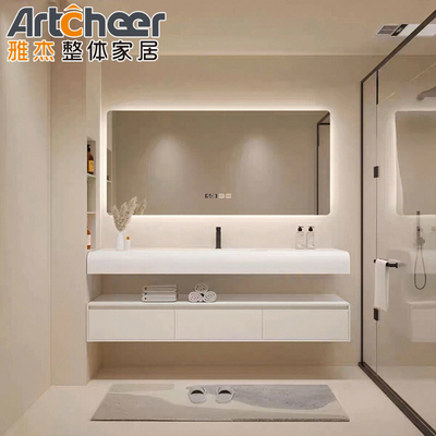 Mua Phòng tắm gỗ rắn phong cách với kho chứa ngăn kéo và mái đá Carrara bền sản xuất trực tuyến