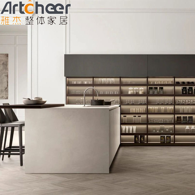 High Gloss Lacquer gỗ cửa bếp tủ U hình thiết kế với vật liệu vỏ gỗ dán bền