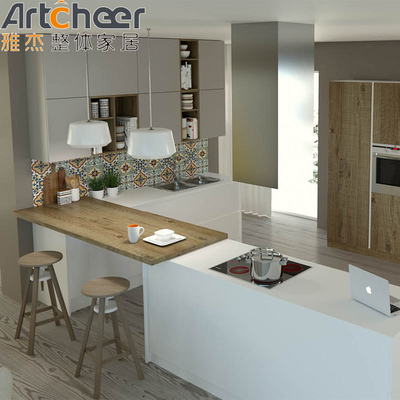 Kích thước tùy chỉnh Đồ nội thất nhà bếp kiểu châu Âu bằng gỗ dán với bộ tủ mô-đun
