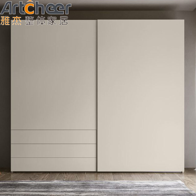 Melamine Finish Plywood Carcase Italian Minimalist Style Cửa trượt tủ quần áo cho phòng ngủ