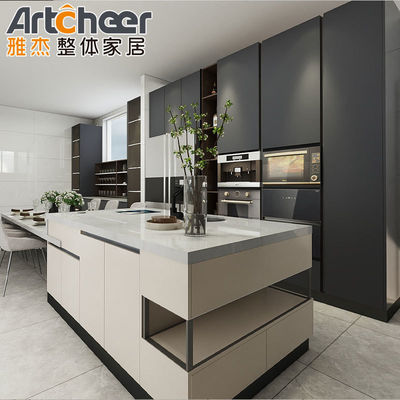 Thiết kế đồ nội thất bộ mẫu đảo tủ nhà bếp mô-đun với tấm cửa gỗ rắn