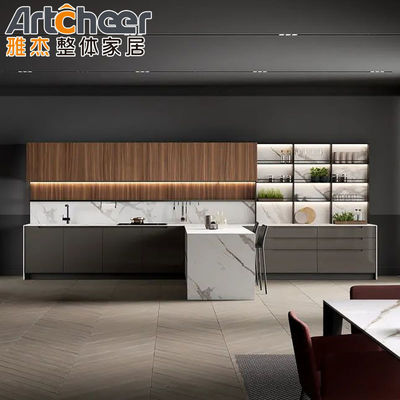 Đồ nội thất nhà bếp hiện đại màu xám Melamine L hình tủ đặt với tủ đồ ăn