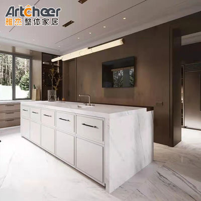 Tủ bếp gỗ tùy chỉnh tối giản với phụ kiện kích thước tiêu chuẩn