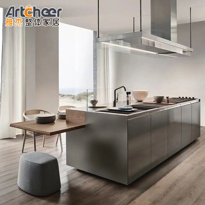 Tủ cơ sở thiết kế sang trọng của Ý Modern Kitchen Cabinet Set Stone Top Wood Frame